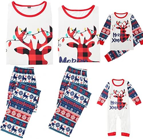 Божиќна карирана печатена дневна облека Божиќно семејство што одговара на пижами со долги ракави дома пижами за семејство 3x