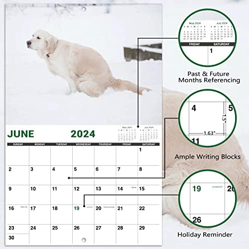 2023-2024 Ѕиден Календар-Календар За Какање Кучиња 2023-2024, јули 2023 - декември 2024 година, Смешни Подароци За Замолчени Календари