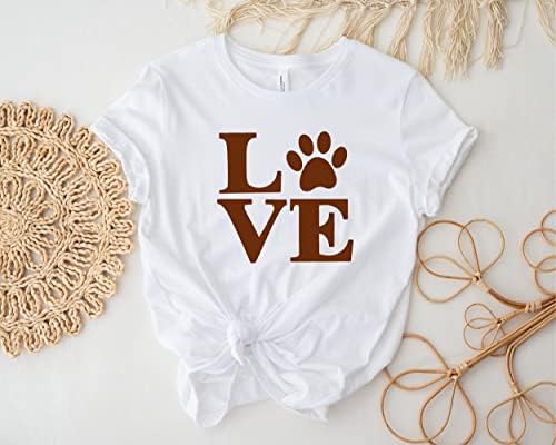 Dog Love Paw Print Burtion, Graphубител на кучиња, графички маички, кошула со loversубители на кучиња, маичка за тато на кучиња, маичка