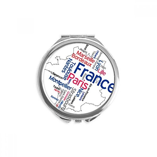 Зборови Име На Градот Франција Марк Мапа Рачно Компактно Огледало Тркалезно Преносно Џебно Стакло
