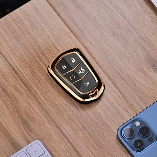 Покриеност на FOB на Elohei Key For For Cadillac, Key Fob Case за 2015-2019 Cadillac Escalade CTS SRX XT5 ATS STS CT6 5-BUTTONS PREMIUM