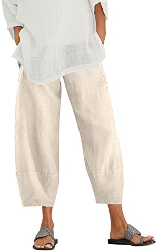 Nlomoct Постелнини панталони за жени плус големина женски капри јога панталони широка нога лабава удобна дневна каприс џемпери со џебови