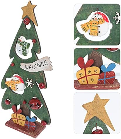 Pretyzoom 3 пакува мини дрвена Божиќна мини новогодишна елка Дрвена елка Десктоп Мало дрвени новогодишни елки со Дедо Мраз