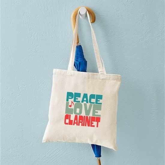 Cafepress Peace Love Clarinet tote Tote Tagn Природно платно торба, торба за еднократно купување