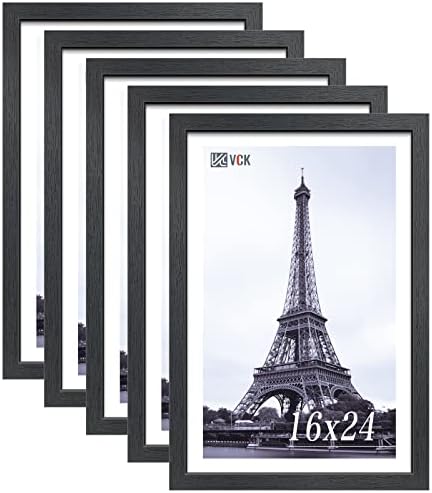 VCK 16X24 Постери за поставување на 5, црно цврсто дрво, рамка за слика, ексклузивна ексклузивна рамка за wallидни галерии