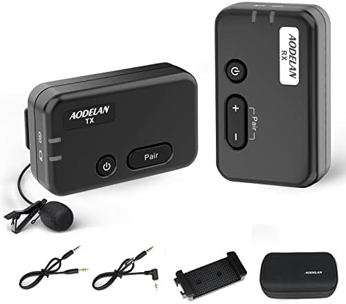 Микрофон за безжичен клип на Aodelan, лавалиер микрофон со предаватели и приемници, за камери, камкордери, паметни телефони iOS/Android,