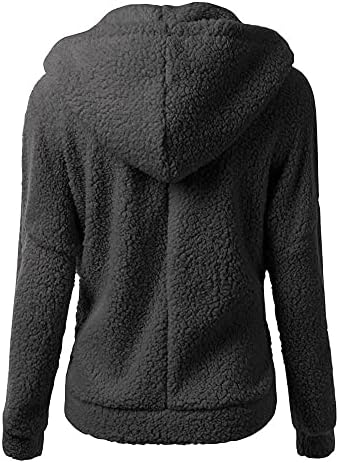 Chswvukq Топла волна палта за жени - качулка џемпер палто 2021 Зима ново руно џеб џебни памучни јакни за надворешна облека