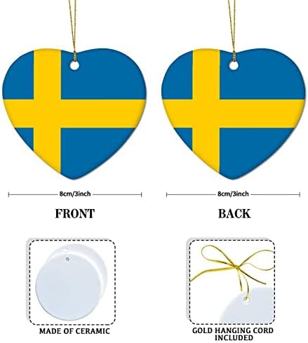 Шведска знаме новогодишна елка што виси украс порцелан Шведска Божиќни украси за деца тинејџери девојки празници Божиќни украси