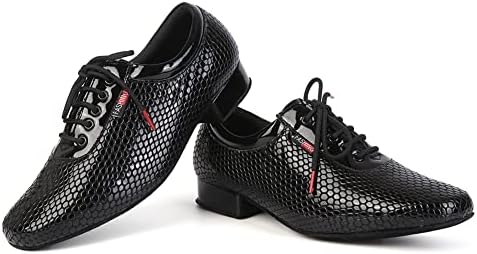 Hipposeus машки сала за танцувачки чевли Suede единствено црно Танго Морден Румба Социјални чевли за социјални танц