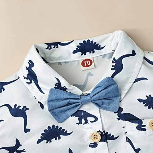 Домоабеј дете бебе момче облека летни шорцеви поставува кратки ракави диносауруси кошула топ + шорцеви поставени облеки поставени