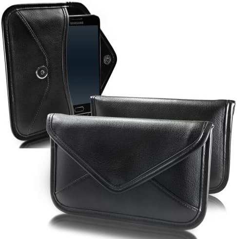 Boxwave Case компатибилен со Sony Xperia L1 Dual - Елита кожна торбичка за месинџер, синтетички кожен покритие дизајн на пликови за дизајн на Sony Xperia L1 Dual - Jet Black