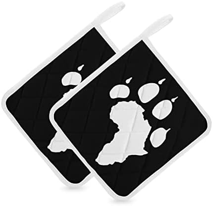 Leaw Paw Print Stos Scholds The Hoter Hotard Potholders Potholders за готвење кујна 2 парчиња сет
