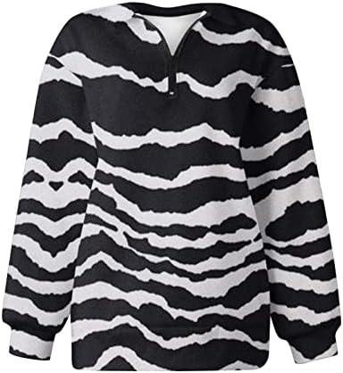 Kuaileya halen alimen zip pullover Обични преголеми врвови за жени половина поштенски пуловер со долги ракави џемпери четвртина