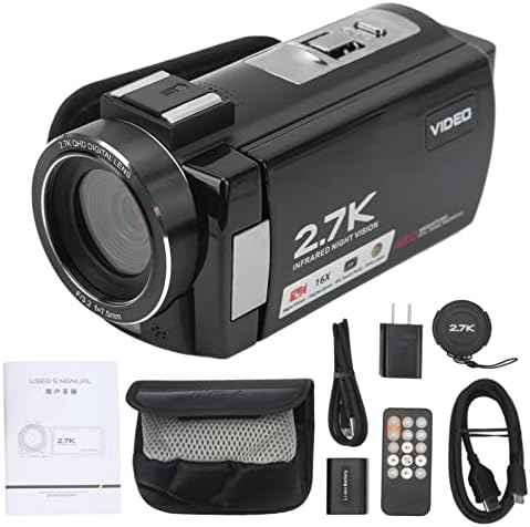 HD дигитална видео камера, 3in IPS екран 48MP DV камера, 2,7K целосна HD инфрацрвена камера за снимање, камера од дигитална зумирање 16x