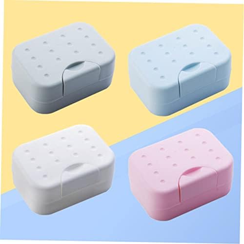 Исценети кутии со 4 парчиња сапуни заптивки за запечатување сапун сапун сапун кутија сунѓер -сапун диспензерот сапун сапун сад сад држач за