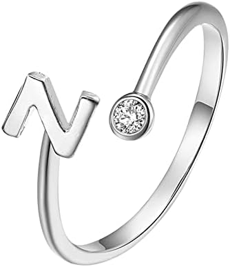 2023 Нови модерни позлатени сребрени отворени букви со дијамантски прилагодливи прстени дами за накит