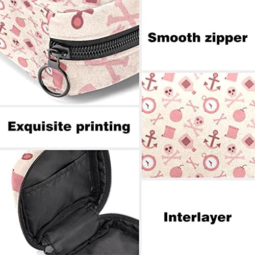 Розови пиратски елементи санитарна торба за складирање на салфетки за девојчиња, преносни влошки за први периоди торбички тампони држачи за