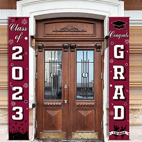 Дипломирање Трем Знак Класа на 2023 Честитки Град Украси, Дипломирање Банери Партија Позадина Врата Знак Добредојдовте Виси Декорација