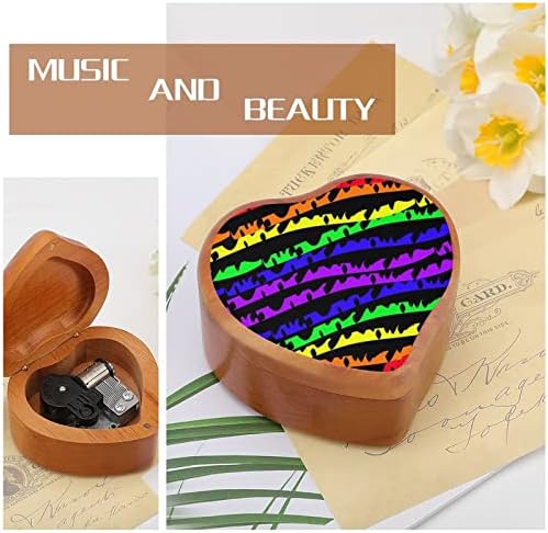 Шест обоени виножитни бранови гроздобер дрвен часовник музички кутија во форма на срцева кутија подароци за lубовници семејни пријатели