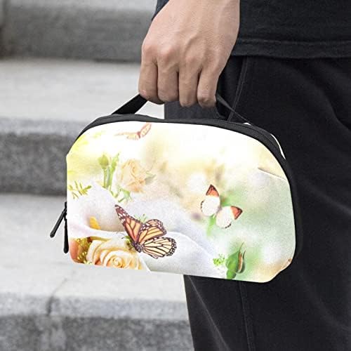 Торбичка ЗА Торбичка ЗА Носење УСБ-Кабел Организатор Џебен Додаток Патент Паричник, Пролет Шампањска Роза Пеперутка