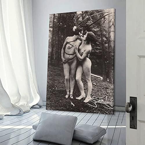 Гроздобер постери гола wallидна уметност црно-бело стари фотографии геј девојки врзани заедно човечки пештерски сликарство Д платно отпечатоци за дневна соба спалн