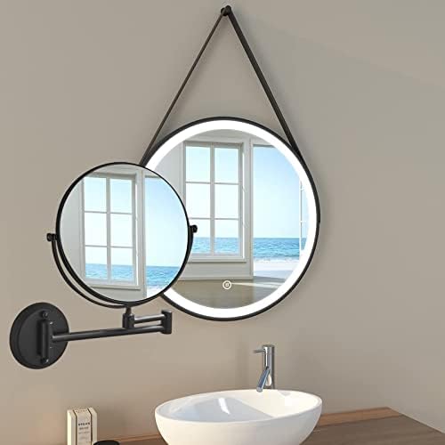 Огледало за шминка SRVNT, 360 ° ротатибилна бања за бричење на бањата за бричење на wallидот, водоотпорно огледало водоотпорна двојна