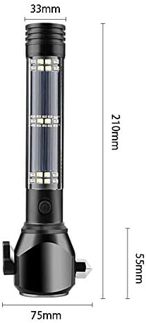 Serjur 8 во 1 мулти функција блиц светло, USB соларна светлина со соларна енергија со стаклена прекинувач, секач за безбедносни појаси, аларм и полнач за аларми и тактичк?