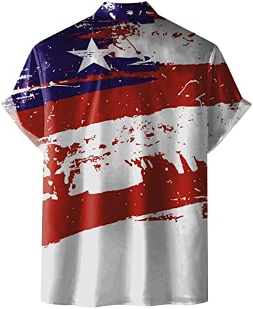 XXBR Хавајски кошули за мажи, копче за кратки ракави на Денот на независност надолу летна маица опуштено вклопна обична плажа врвови