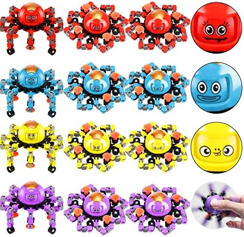 12 компјутери фигури играчки со прсти гиро играчки трансформирачки октопод ланец робот играчки играчки DIY деформација робот метал деформабилно