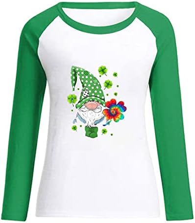 2023 Ден на Денрик Модна графичка маица за жени Обичен долг ракав Раглан Туника врвови на екипажот лесен џемпер