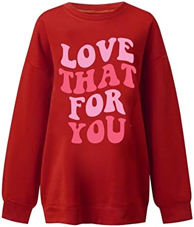 Womenените сакаат срцева џемпер за валентин графичка кошула loveубов срце писмо печатење џемпер џемпери валентин кошули жени