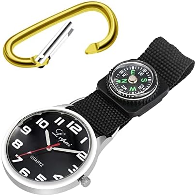 Ganfanren Sport Outdoor Quartz Pocket Watch со компас приврзок часовник најлонски карабинер џебен часовник подароци