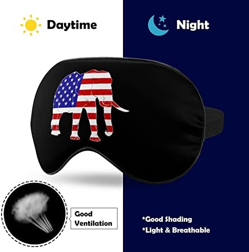 Слон на американско знаме за спиење маска за очи, мека смешна сенка на очите, слепи за очи за очи за спиење, за патување за патување