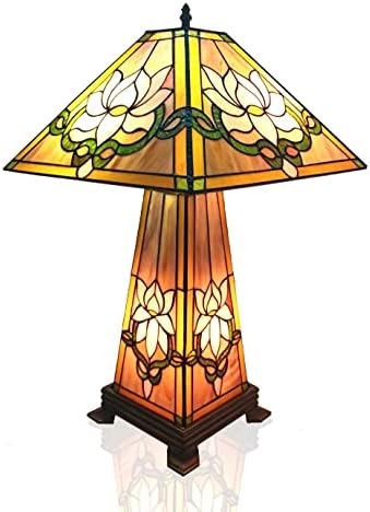 Надуоксрк Тифани фигура Табела за ламби, стил на лотос, легура база, дијагонала од 19,2 инчи, NAD14-1TB, 3-ламкови капачиња
