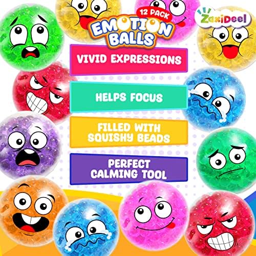 Емоција Стрес Топки 12 Пакет-Крцкави Топки Нервозни Играчки За Деца и Возрасни-Изразете Ги Вашите Чувства Сензорни Играчки, Алатка За Смирување