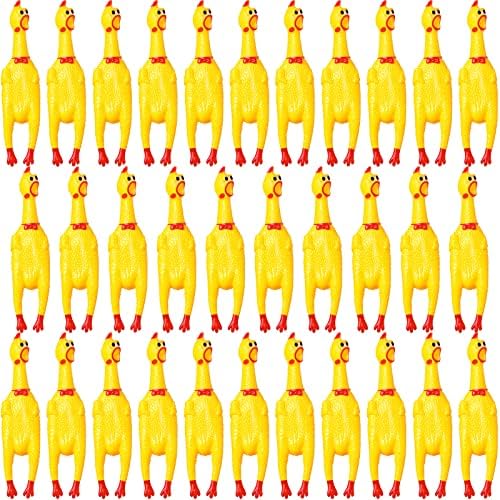 32 Парчиња 12 Инчи Гумена Играчка За Пилешко Куче Жолто Стискање Вреска Пилешка Играчка Новина Пискливо Пилешко Пискање Гласни Креатори На Бучава