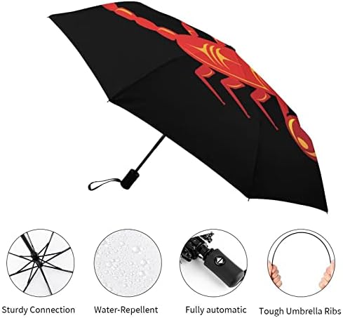 Шкорпија Ветроупорен Патување 3 Пати Автоматски Чадор Компактен Преклопен Рачен Виножито За Дожд Сонце