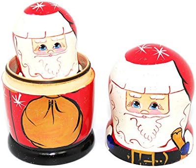 Подароци на Габриела Руска рака обоени рачно изработени Дедо Мраз и пријатели гнездење кукли сет од 5 компјутери