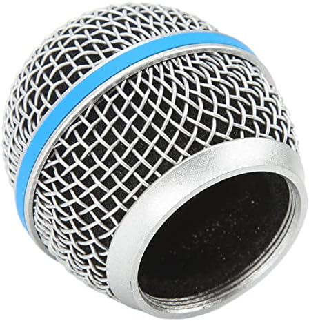 Микрофон топка глава решетка решетка, цврста отпорна на микрофон замена на главата на главата од не'рѓосувачки челик ветерно анти -оштетување