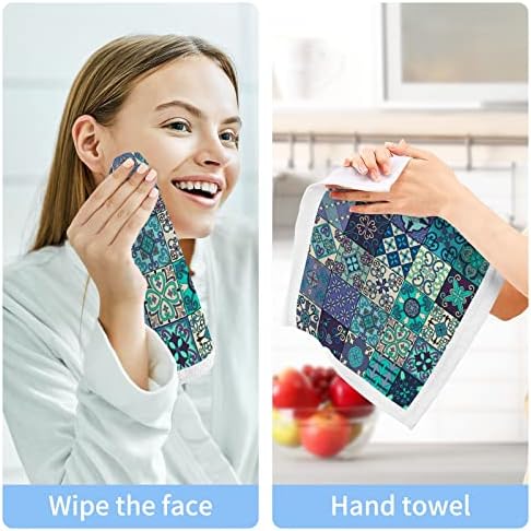Кигаи 2 пакувања Талавера Карамички шема за миење садови - меки крпи за лице, салата за крпи, хотел и квалитет на бањата, крпи