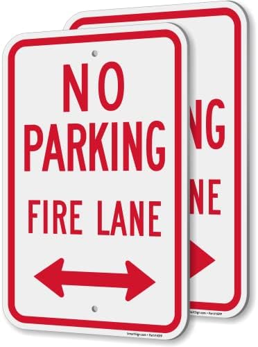 SmartSign Colorado Fire Lane Нема знак за паркирање со двонасочна стрела - 2 пакет, 18 x 12 инчи, алуминиумски композит дебел
