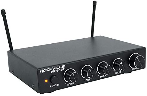 Rockville RKI65BT Dual UHF безжични микрофони+Bluetooth karaoke MIC интерфејс, црна
