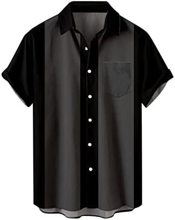 Гроздобер кошули за мажи случајни копче надолу во куглање кошули 50 -ти рокобили стил краток ракав редовно вклопување хавајски кошули