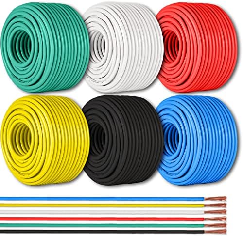 GS POWER 16 GAUGE 6 COLOR COMBO 50 FT ROLL CLAD CLAD ALUMINUM AUMOTIVE AUTOMOTIVE AUTOMOTIVE AUTROMIVE WIRE за жица за стерео засилувач