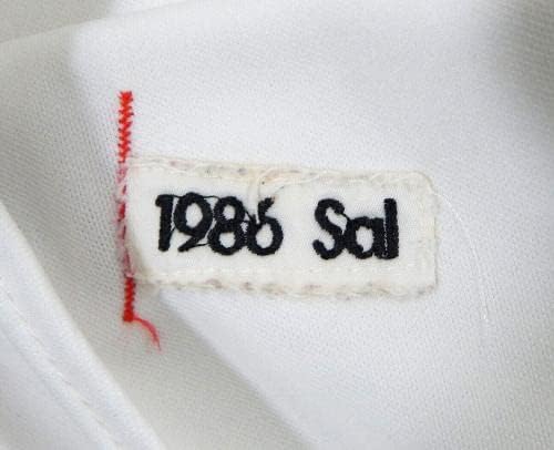 1986 Салем Ангели 12 Игра користеше бел дрес 42 DP24274 - Игра користена МЛБ дресови