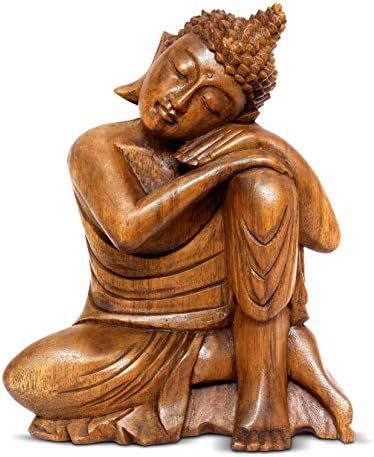 Г6 колекција 12 Дрвена спокоја за спиење Буда статуа рачна врежана скулптура рачно изработена фигура декоративна домашна декор акцент рачно изработена