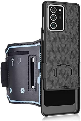Igooke Galaxy Note 20 Ultra 5G Sports Armband, хибриден тврд случај на куќиште вграден во Kickstand со Sports Armband Combo, трчање