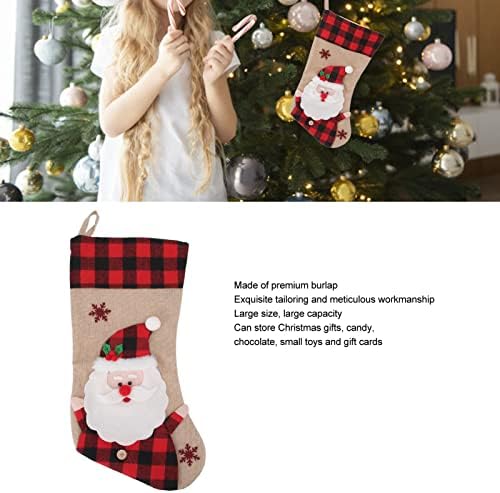 Подароци за Божиќна декорација, лесни за виси Исклучително прилагодување на 3Д шема Божиќни чорапи црвена карирана за картички за подароци