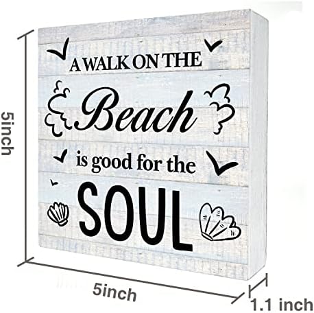 Прошетка на плажа е добра за знакот на кутијата со души дома, рустикална плажа куќа дрвена кутија знак блок плакета за wallидни таблети