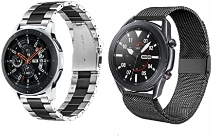 Acestar 2pack ленти компатибилен со Samsung Galaxy Watch 3 45 mm ленти, метални ленти од не'рѓосувачки челик од 22мм+ленти за